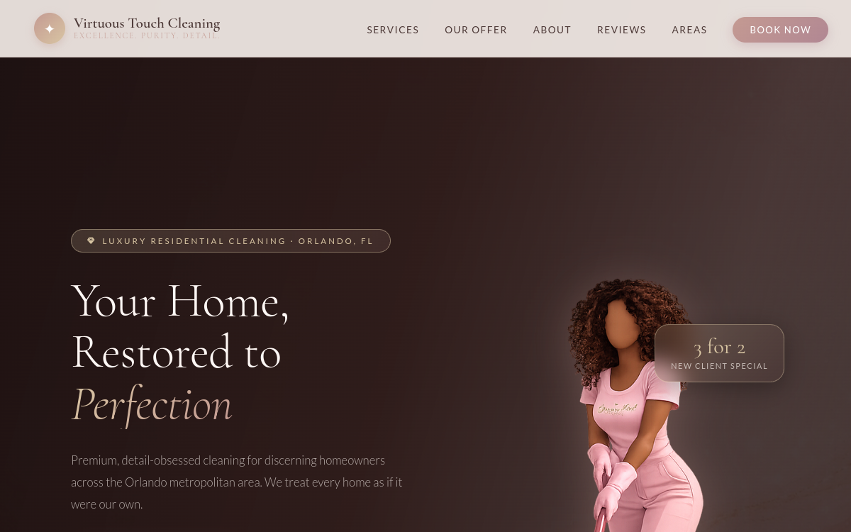 Virtuous Touch Cleaning website screenshot